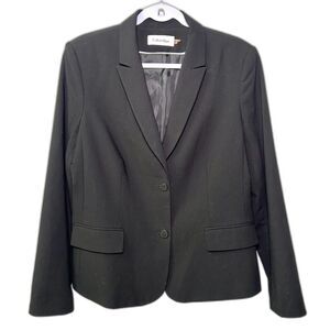 Calvin Klein classic black 2-button notched lapel blazer Size 14 Boss Babe